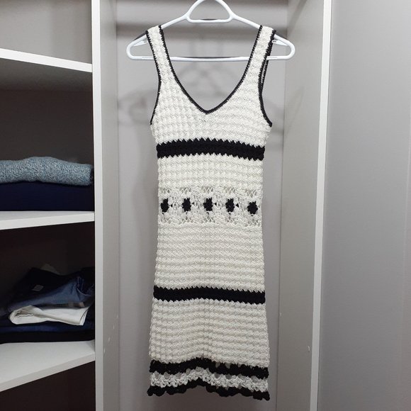 Dress - Black and white stretch knit Dress - Picture 1 of 2